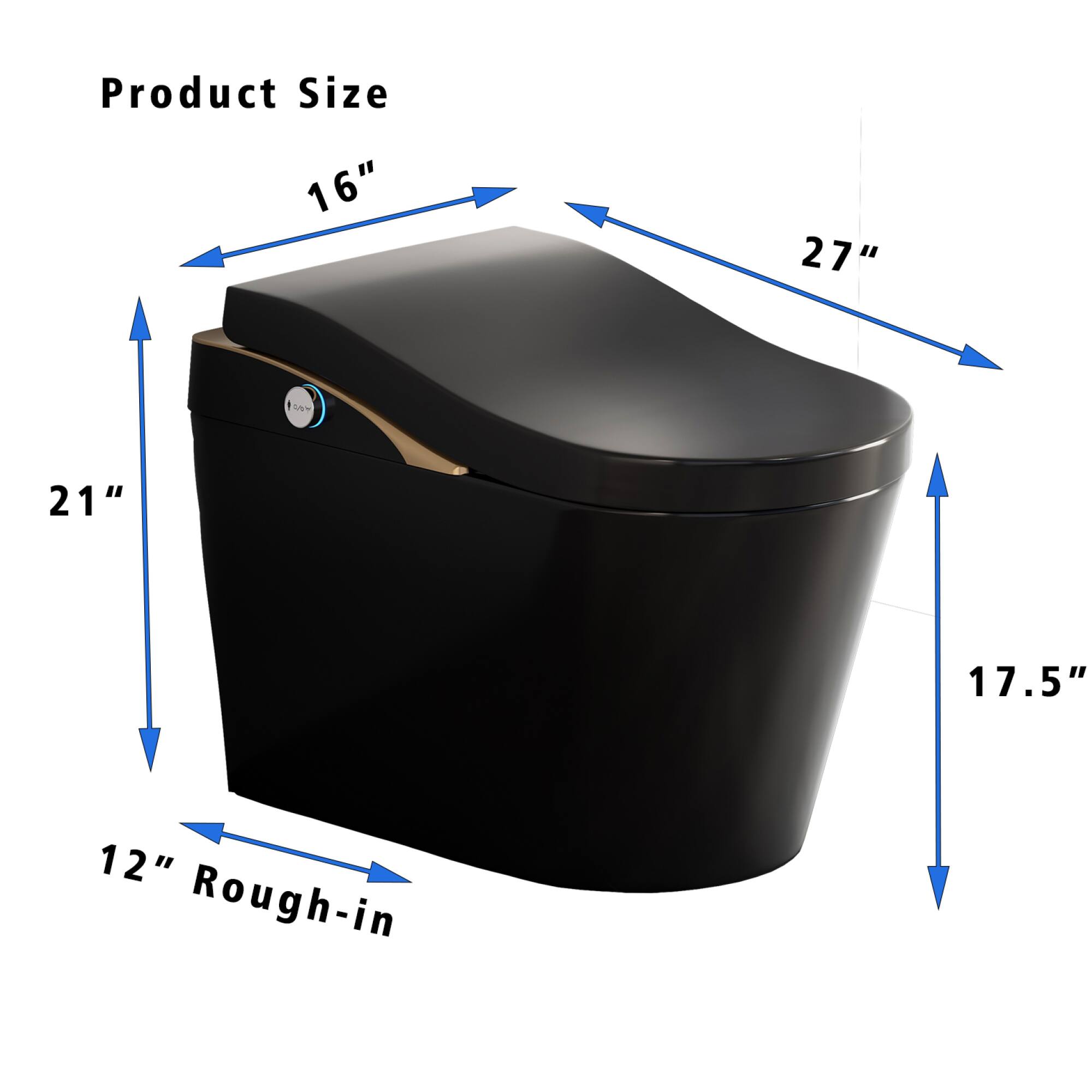 Product Size

- 16" (width)
- 27" (length)
- 21" (height)
- 17.5" (depth)
- 12" Rough-in
