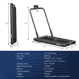 Kadyn - Electric Treadmill, Walking Jogging Machine,2-in-1 Folding Treadmill with Remote Control and LED Display - Black