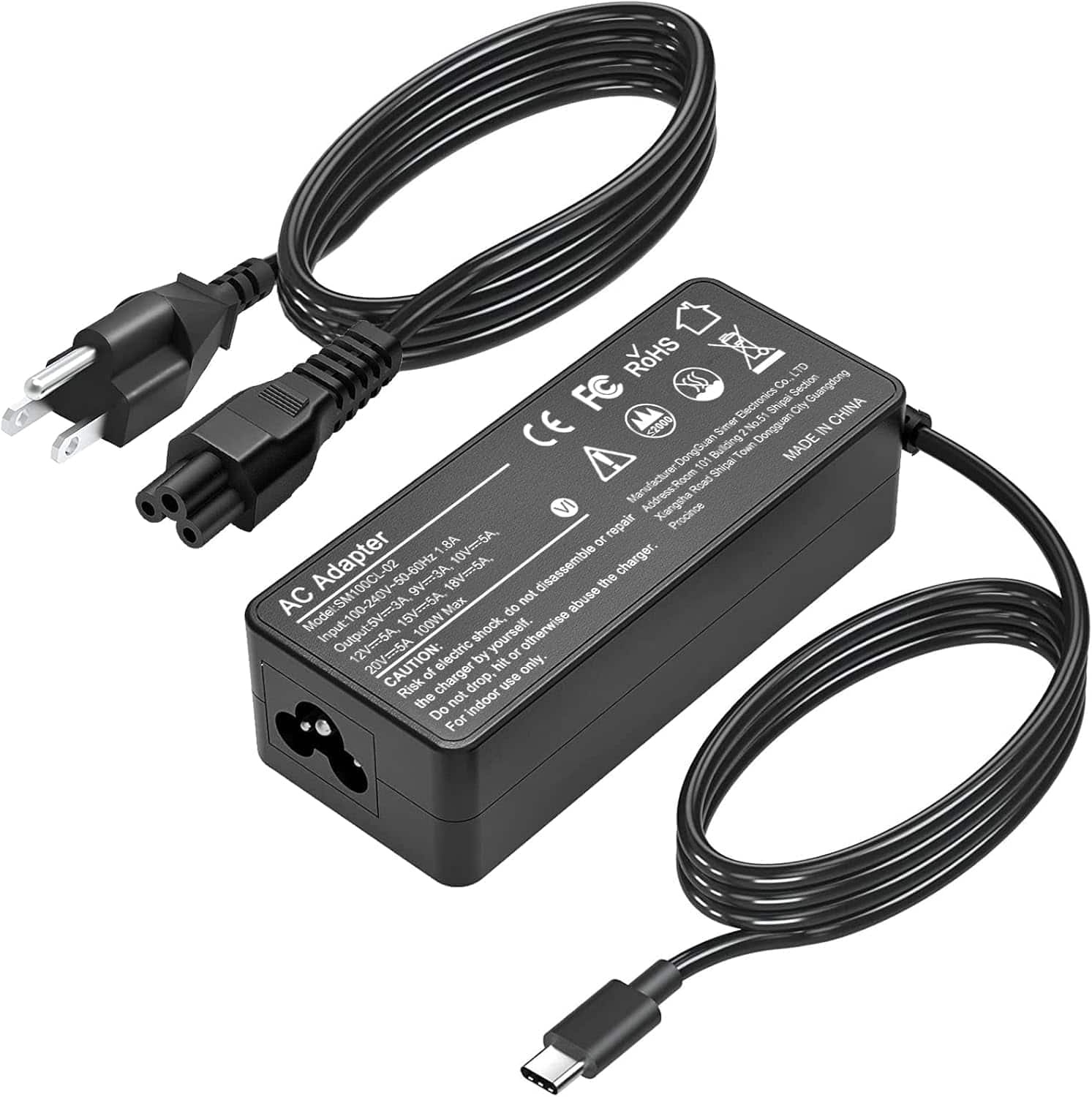 Core Tech - 100W USB-C Power Adapter Fast Charger for Laptops, Tablets & USB-C Devices - Black