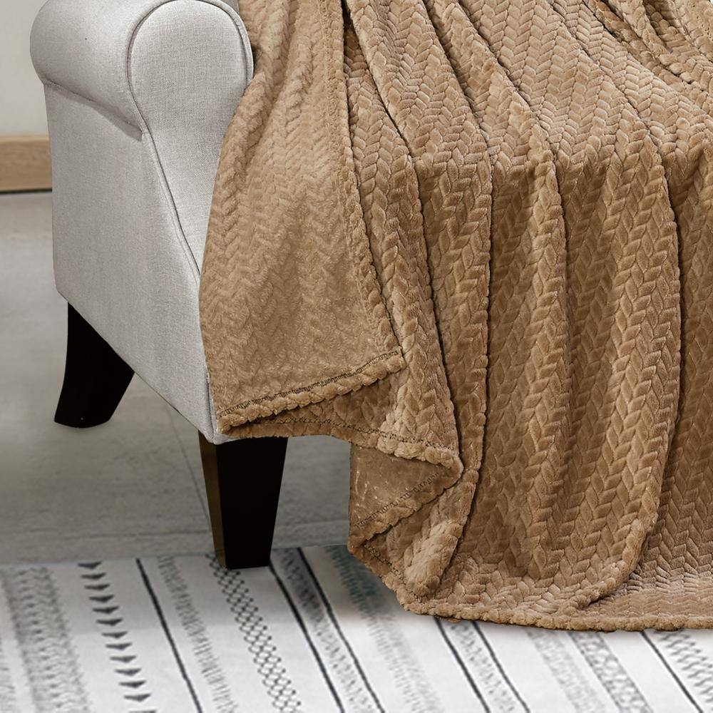Alt View 2. Noble House - Plazatex Montana plush Decorative Warm and Comfortable Machine Washable Throw 50" x 60" Taupe - Taupe.