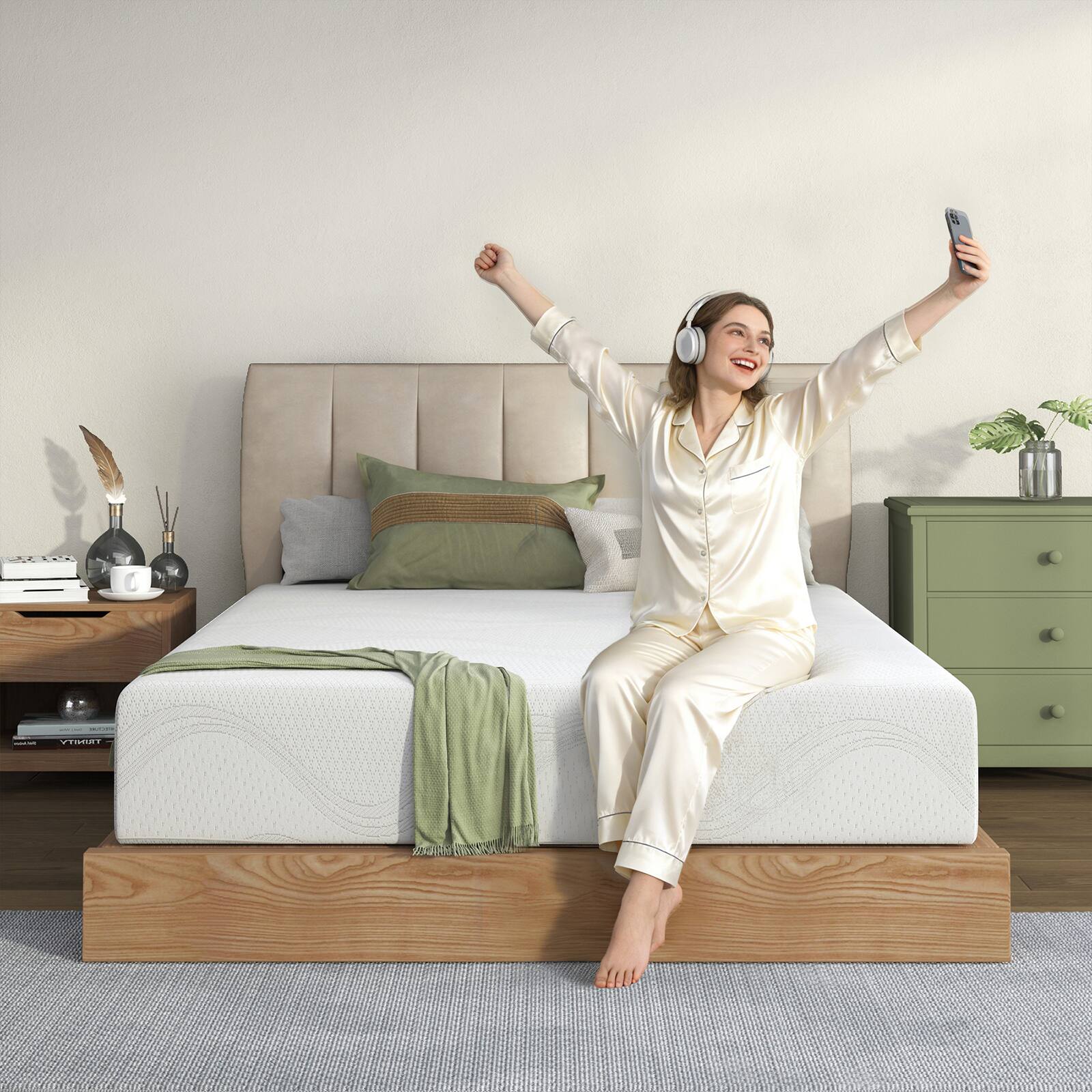 Alt View 1. Chateau Abodes - 12'' Full Size Memory Foam Mattress with Cooling Green Tea Gel, CertiPUR-US Certified - White.