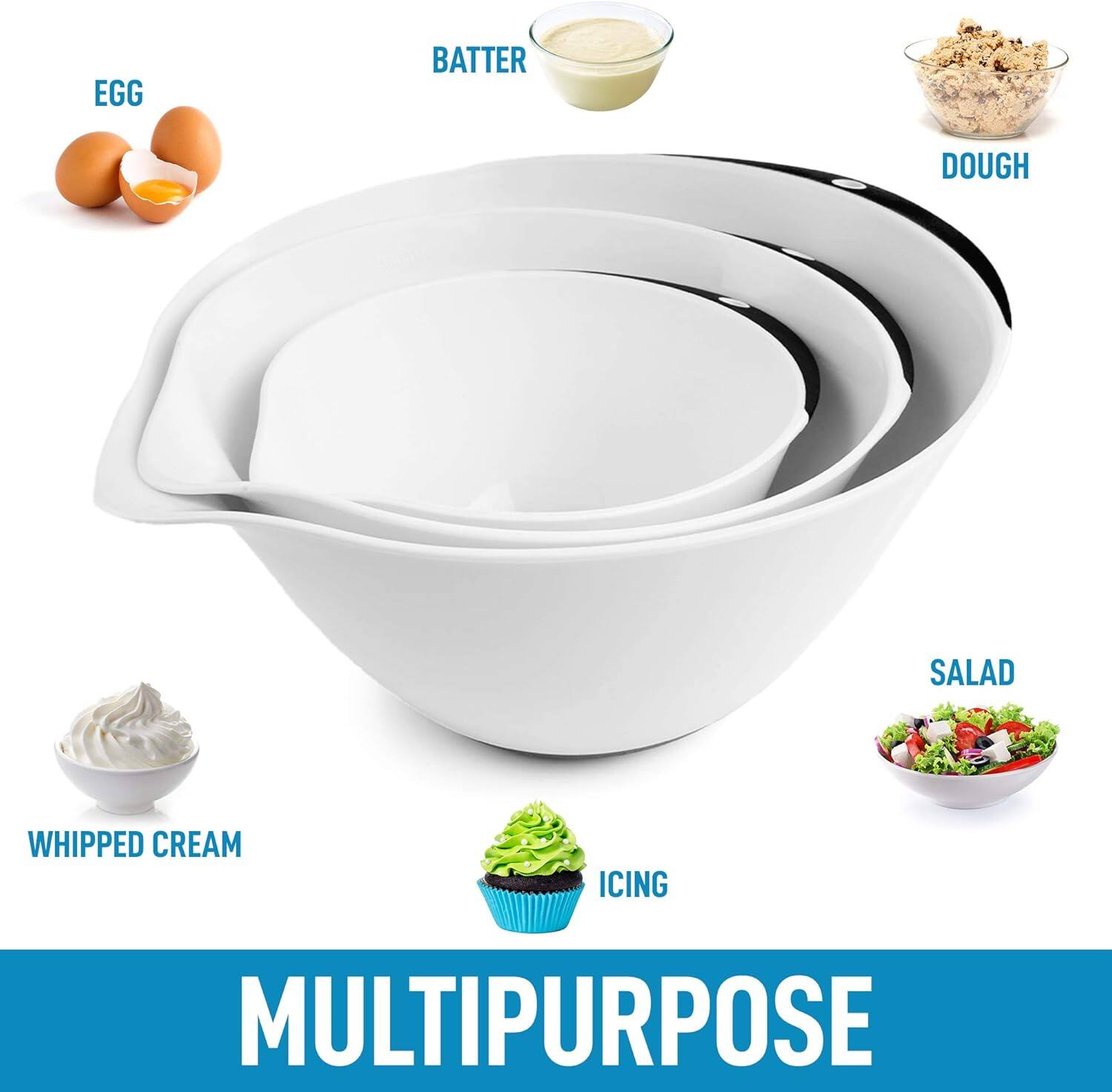 EGG  
BATTER  
DOUGH  
SALAD  
WHIPPED CREAM  
ICING  
MULTIPURPOSE