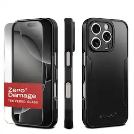 SaharaCase - Classic Series Case & Tempered Glass Kit - iPhone 16 Pro - Scorpion Black