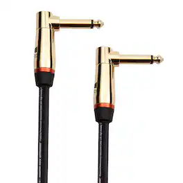 Monster - Prolink Rock Instrument Cable 8 in Right Angle to Right Angle with 95% Copper Shield and Gold Connectors - Black