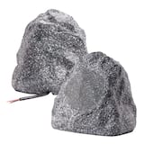 Theater Solutions by Goldwood - R4G Outdoor Rock 2 Piece Speaker Set for Deck Pool Spa Patio Garden, 4.5-Inch - Granite Gray