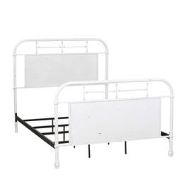 Liberty Furniture Industries - Vintage Series Full Metal Bed - Antique White in Distressed Metal - Black