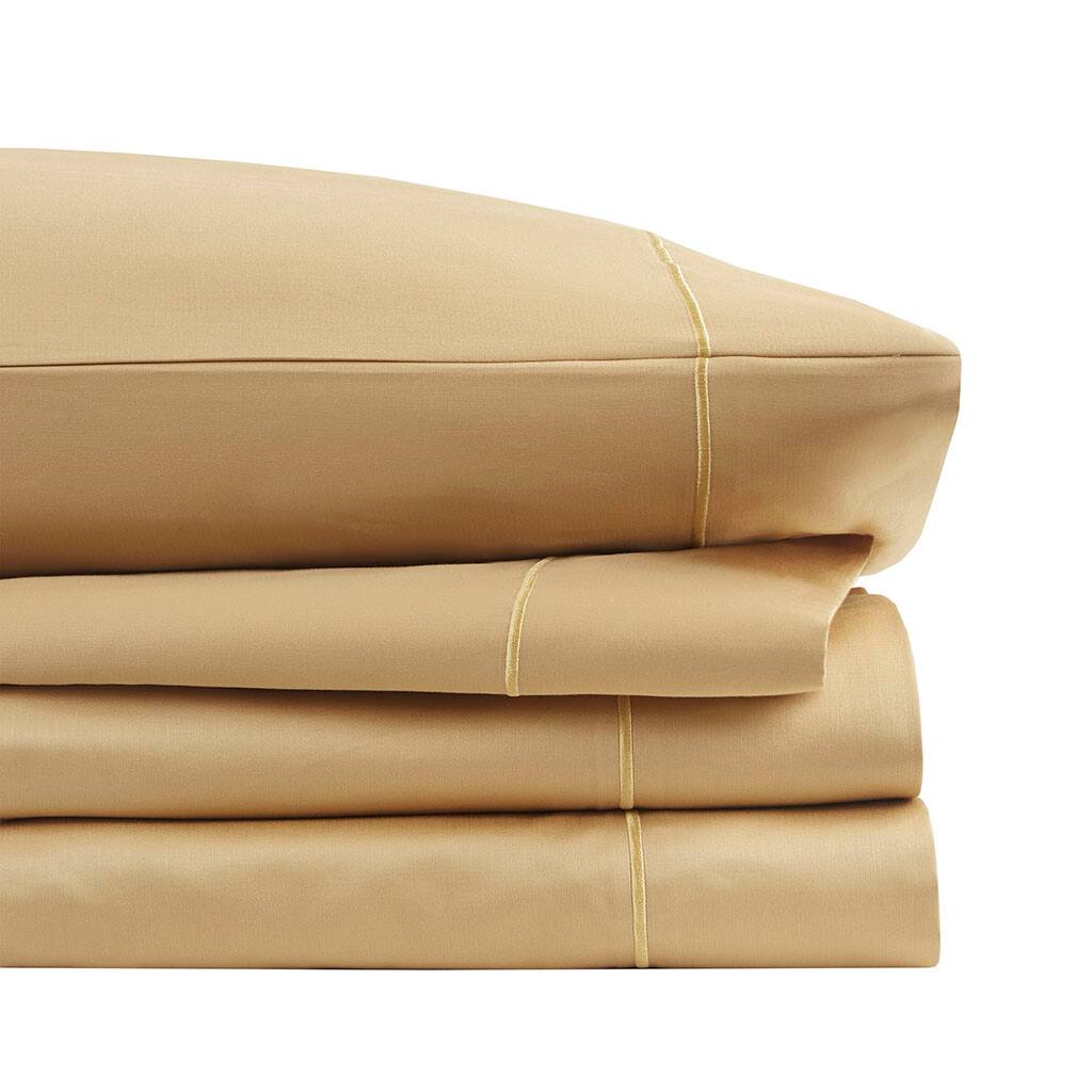 Alt View 2. Gracie Mills - Gracie Mills Noelia 600 Thread Count Cotton Sheet Set - Gold.