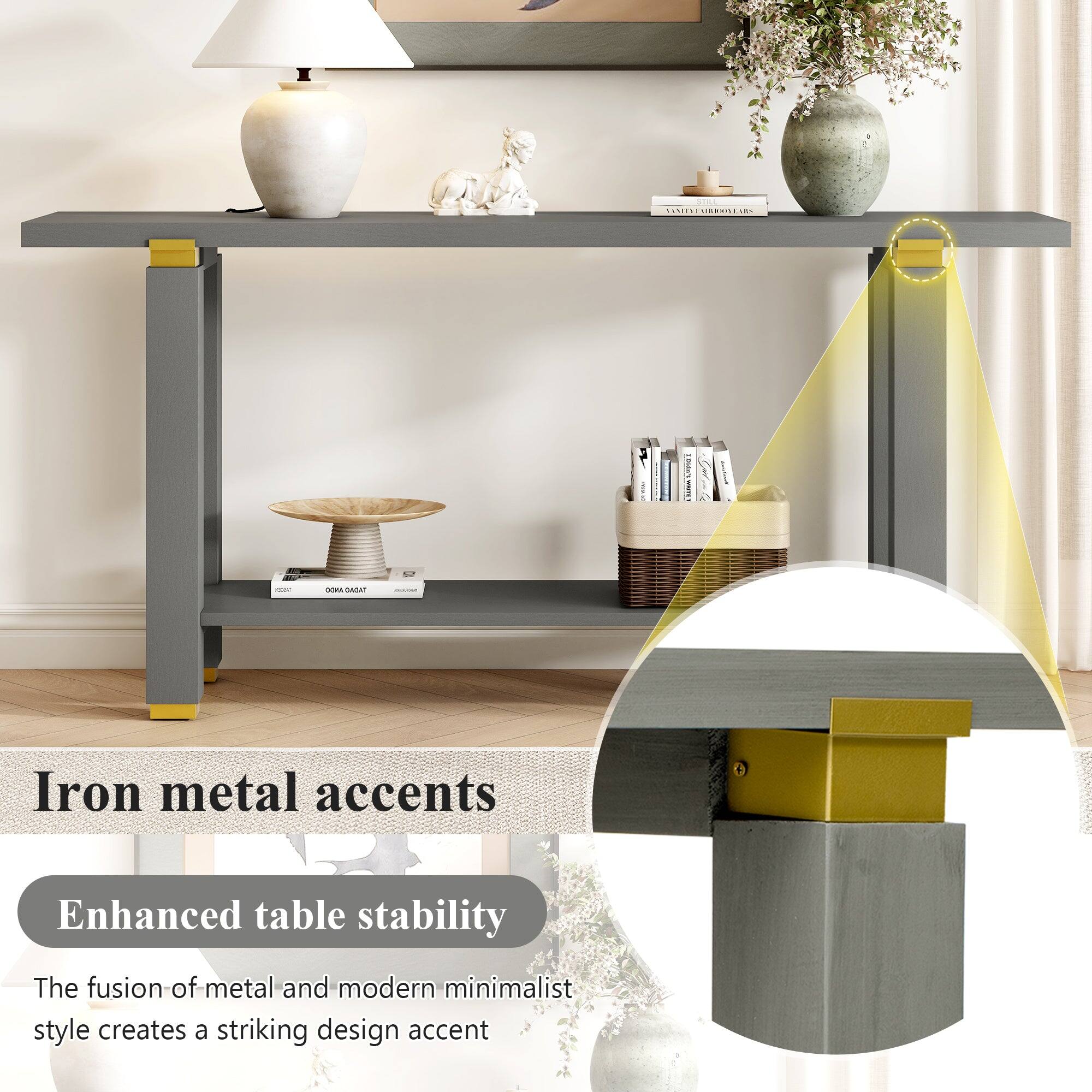 Iron metal accents  
Enhanced table stability  

The fusion of metal and modern minimalist style creates a striking design accent