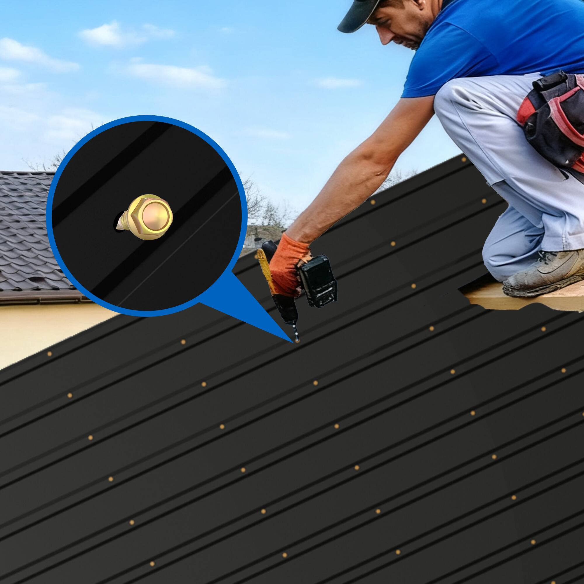 Alt View 2. Mondawe - 42.5in-20 PCS Galvanized Metal Roof Panels Waterproof Corrugated Roofing Sheets Gray - Grey.