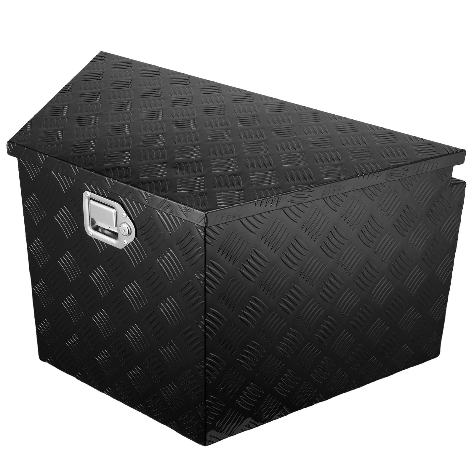 Alt View 5. VEVOR - Trailer Tongue Box, Aluminum Alloy Diamond Plate Tongue Box Tool Chest,Heavy Duty Trailer Box Storage with Lock and Keys - Black.