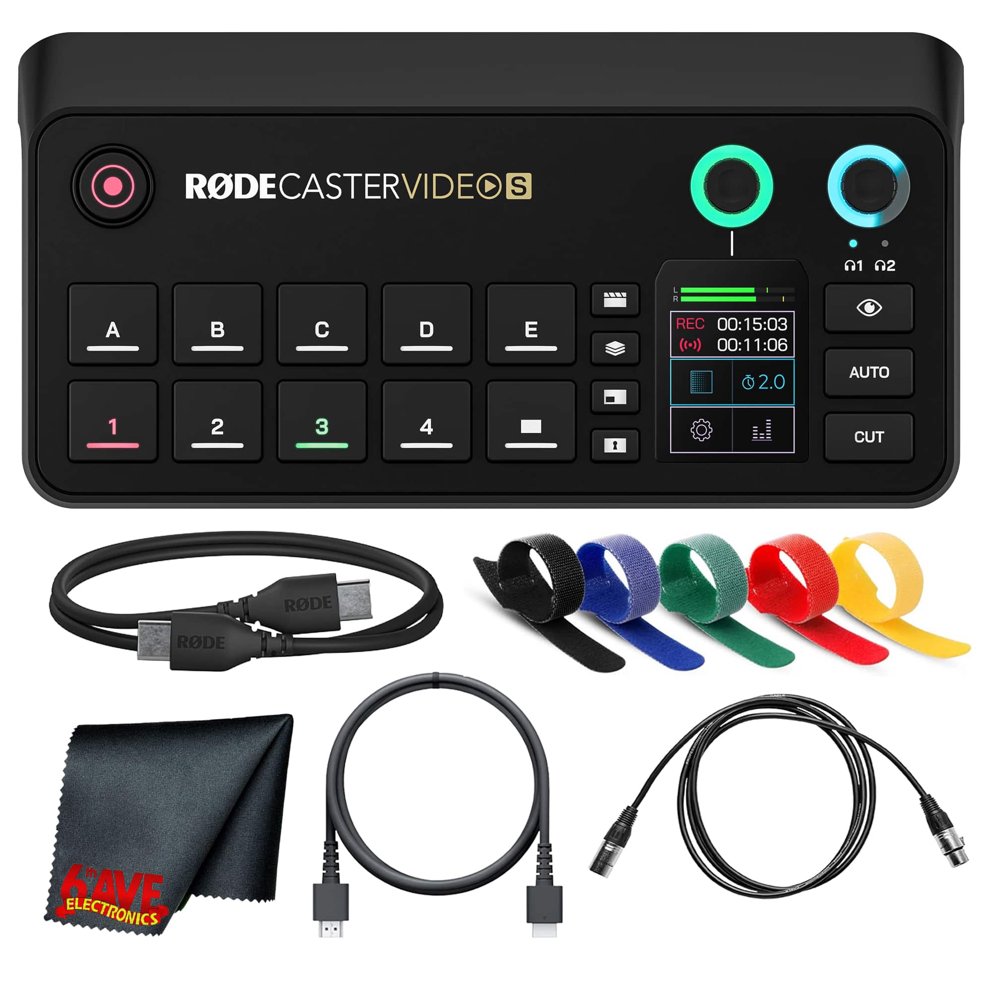 RODE - RODECaster Video S All-in-One Video Console(RCV-S) + HDMI Cable + XLR + More - Black