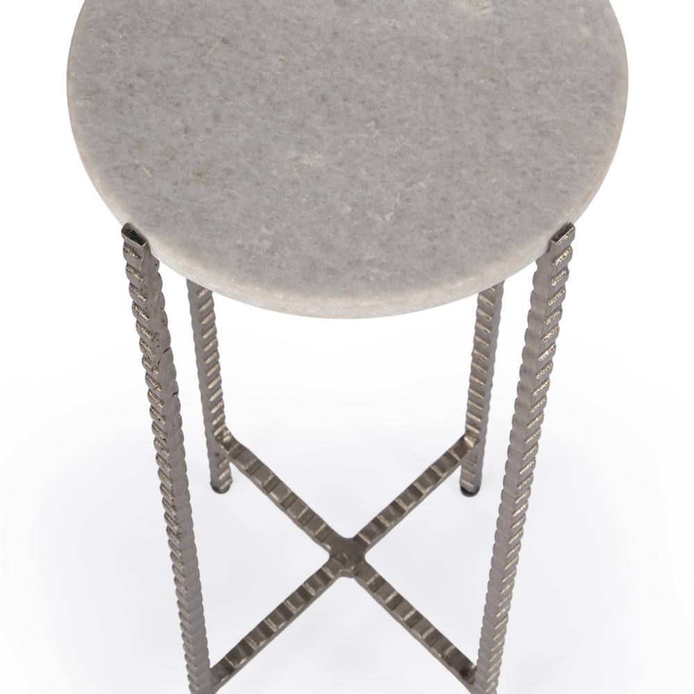 Back. Butler Specialty - Nigella Marble and Silver Cross Legs Side Table - Multi-Color.