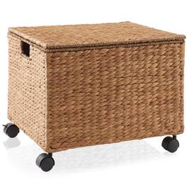 Casafield - Rolling Filing Cabinet - Water Hyacinth File Organizer - Cinnamon