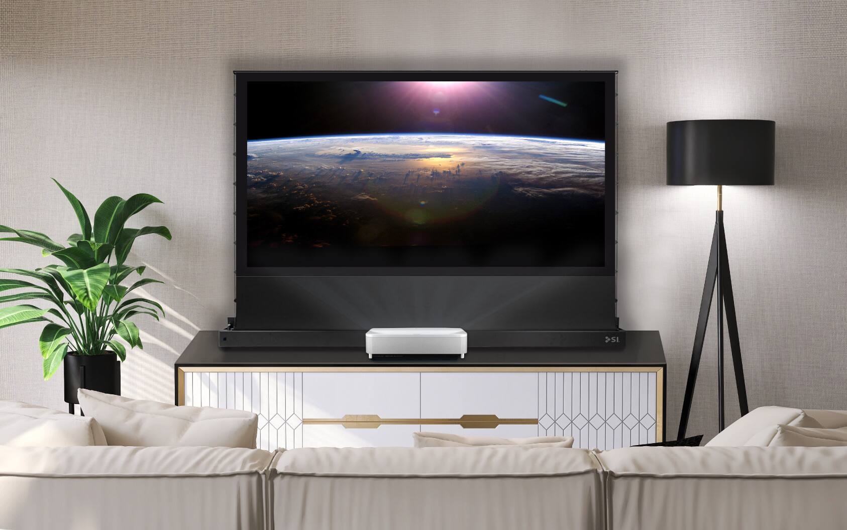 Screen Innovations - Short Throw Lift - 120" - Floor Rising ALR Ultra Short Throw Projector Screen - Black