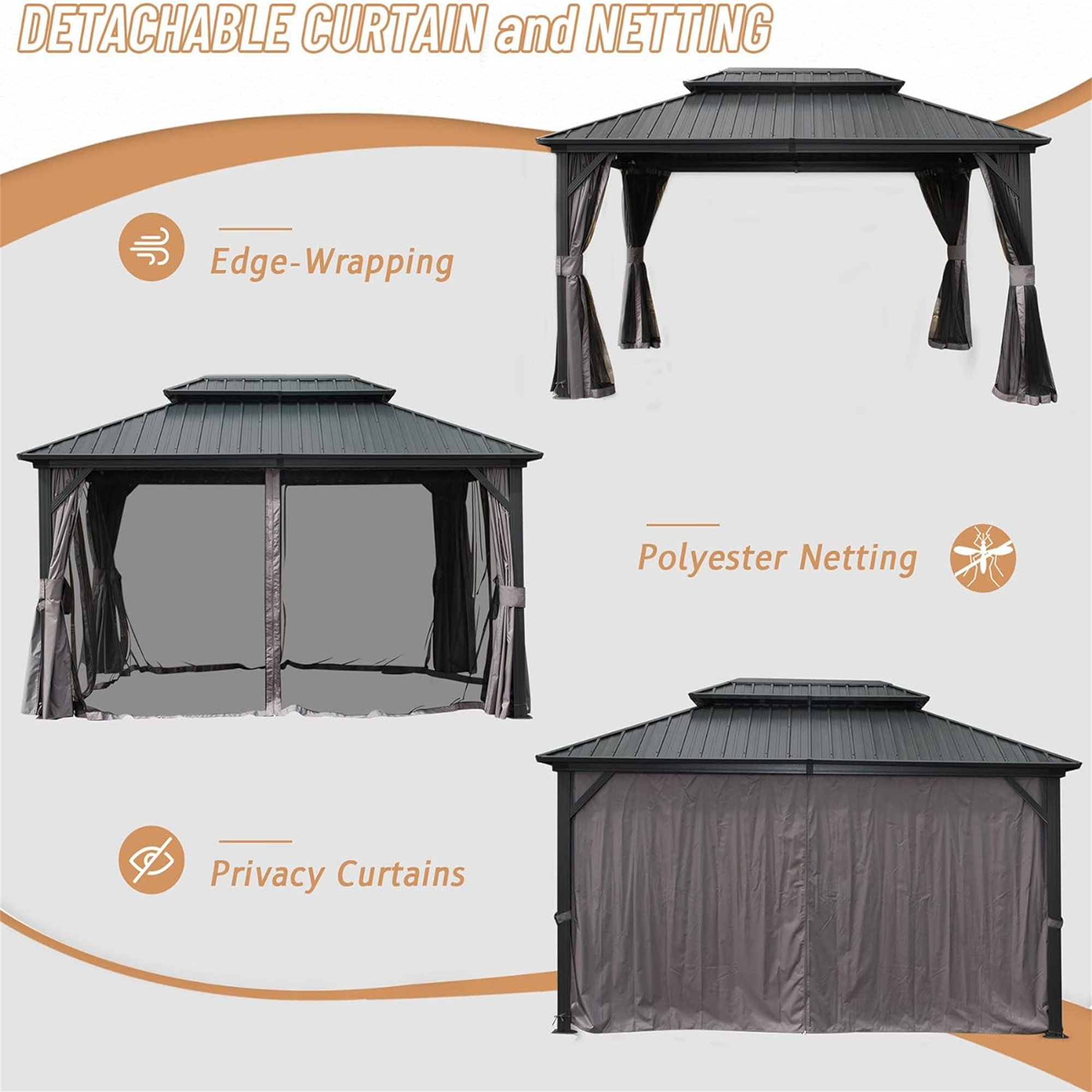 DETACHABLE CURTAIN and NETTING

- Edge-Wrapping
- Polyester Netting
- Privacy Curtains