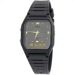 Casio - Unisex Analog-Digital Watch with Gray Dial and Band - AW-48HE-8AV - Black