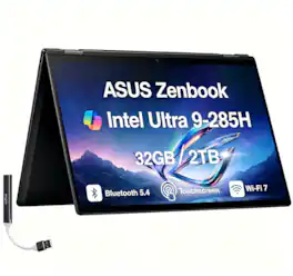 ASUS - Upgraded - Zenbook Duo 2-in-1 Laptop 14.0 2.8K Display (Intel Ultra 9-285H, 32GB LPDDR5X, 2TB PCIe SSD, Win 11 Pro)w/USB Hub - Inkwell Gray