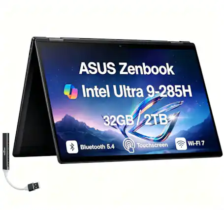 ASUS Zenbook Intel Ultra 9-285H 32GB/2TB
Bluetooth 5.4
Touchscreen
Wi-Fi 7