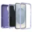 The image features a purple Otterbox case for an iPhone. The case is designed to protect the phone from drops and impacts, and it meets the MIL-STD-810G standard for durability. The case is made in the USA and is available in a variety of colors. The image showcases the case in its open position, allowing the viewer to see the protection it offers for the iPhone.