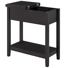 Homcom - End Table, Narrow Side Table with Flip Top, Storage Cabinet, Bottom Shelf for Living Room - Dark coffee
