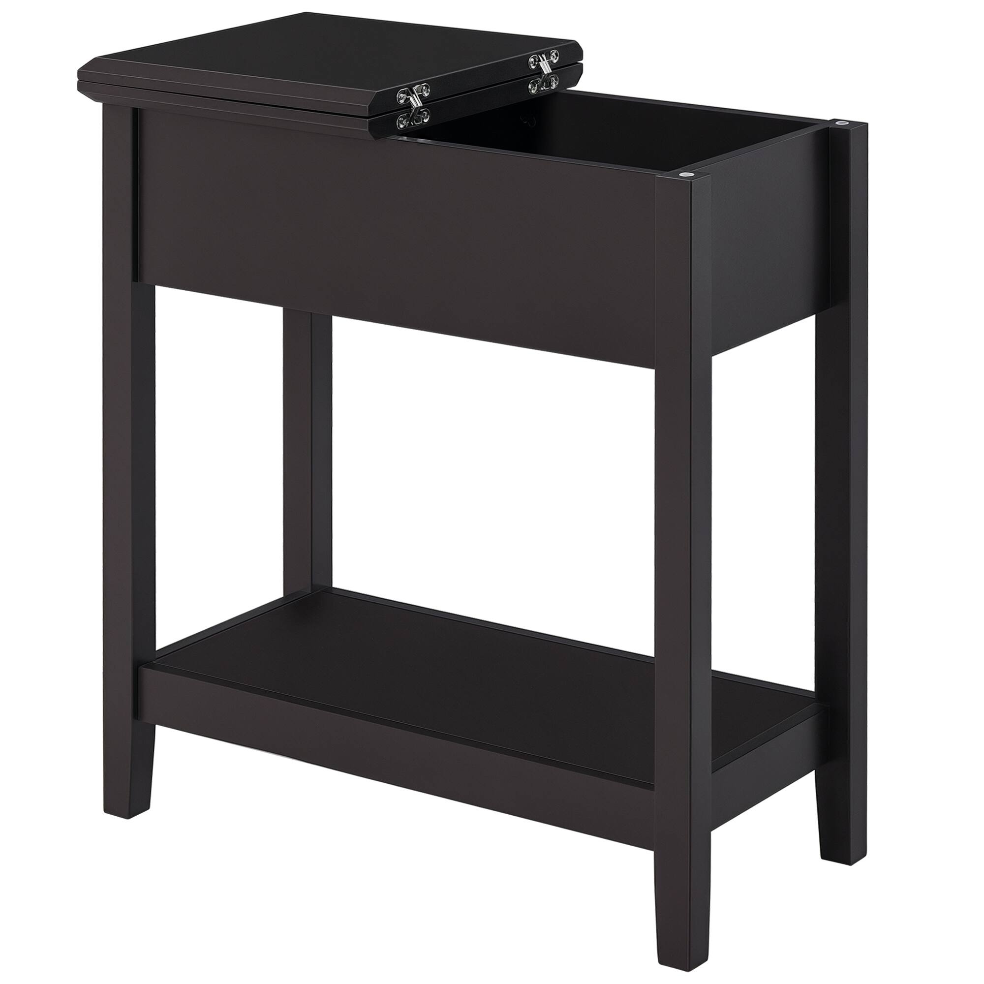 Homcom - End Table, Narrow Side Table with Flip Top, Storage Cabinet, Bottom Shelf for Living Room - Dark coffee
