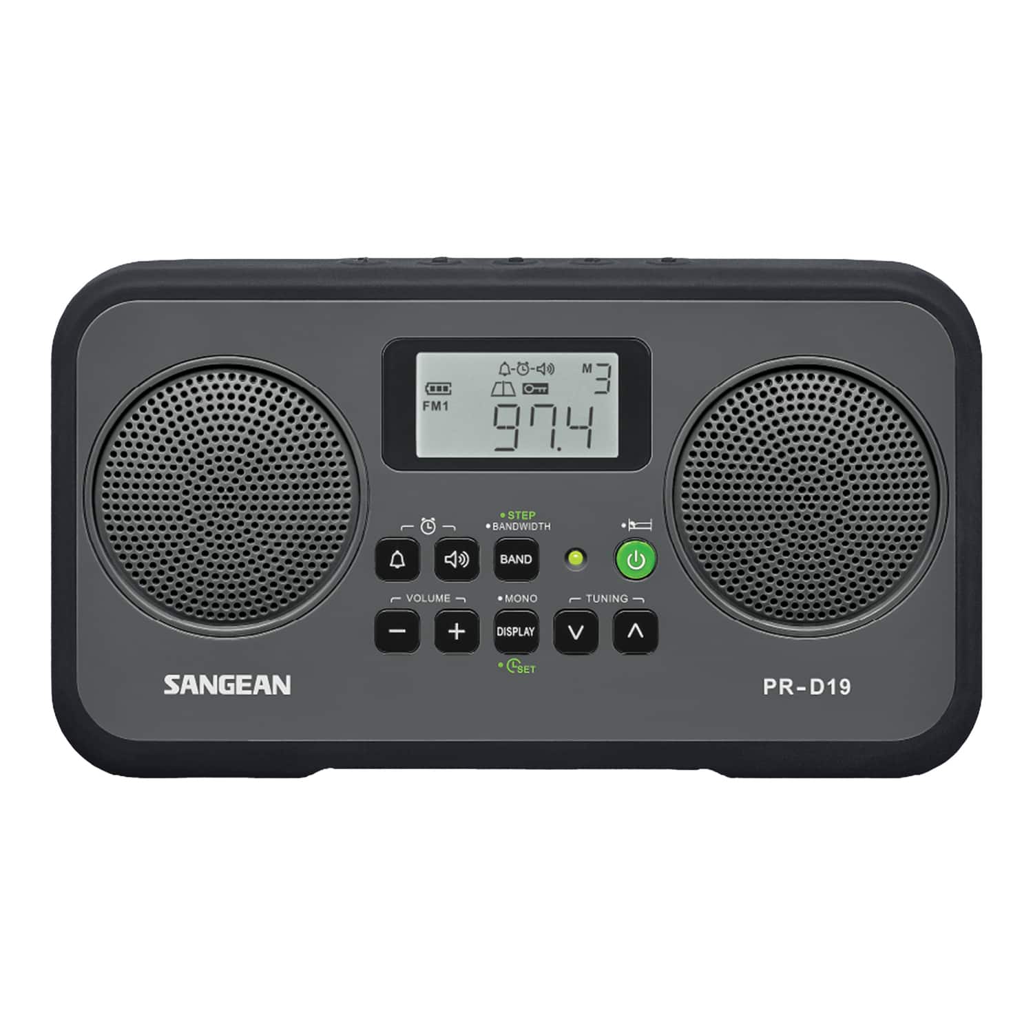 Sangean - AM/FM Stereo Digital Tuning Portable Radio PR-D19 with Protective Bumper - Black