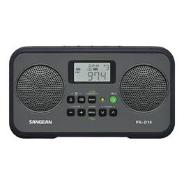 Sangean - AM/FM Stereo Digital Tuning Portable Radio PR-D19 with Protective Bumper - Black