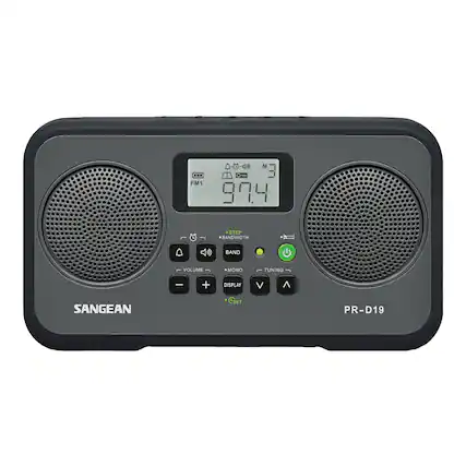 FM1 0-0-40 M O-m "3 99.4 & STEP BANDWIDTH A BAND VOLUME MONO TUNING I + DISPLAY V ^ SANGEAN HE PR-D19