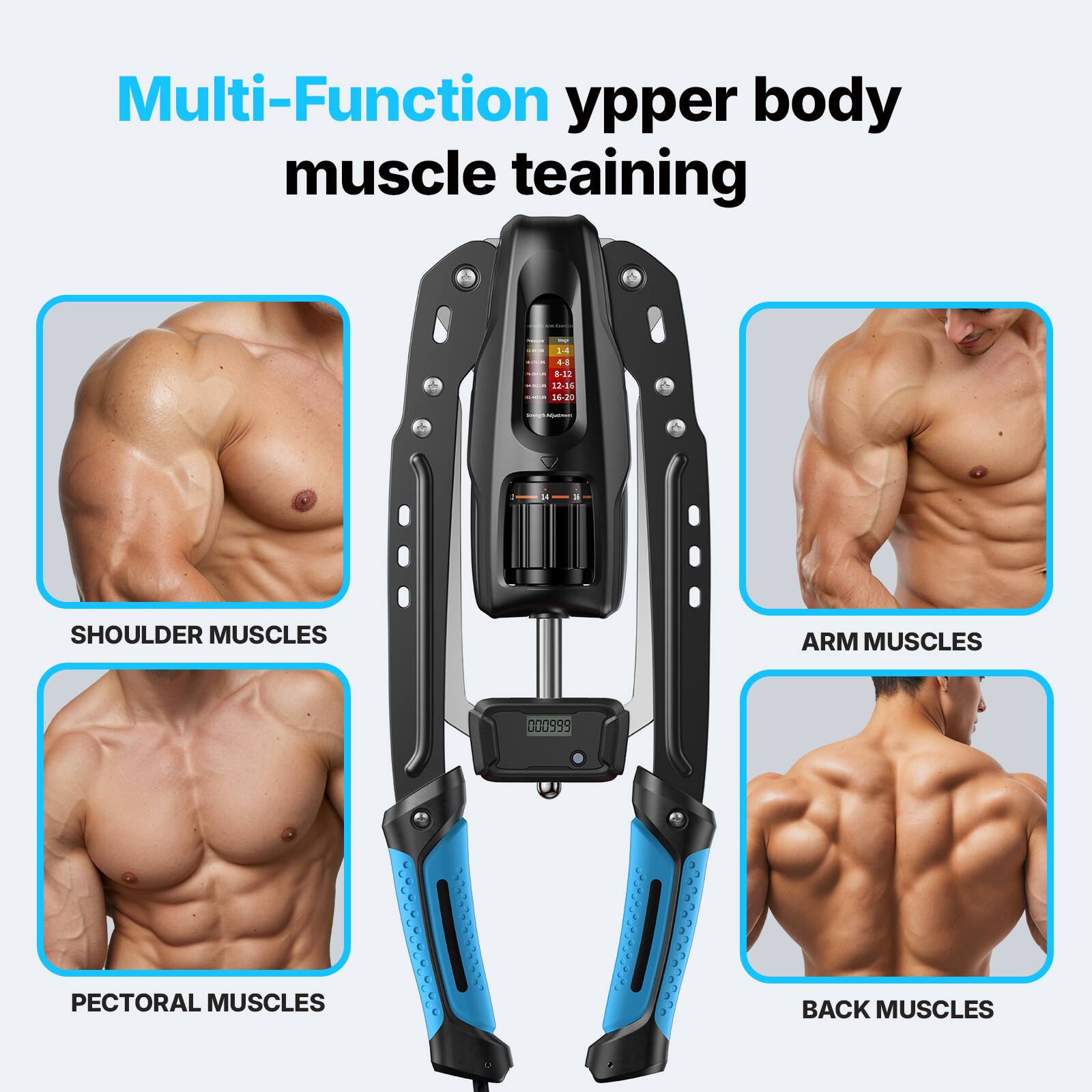 Multi-Function upper body muscle training

1-4 4-8 NEWS + 8-12 SERVON 12-05 ALMAN 16-20

SHOULDER MUSCLES
ARM MUSCLES
PECTORAL MUSCLES
BACK MUSCLES
