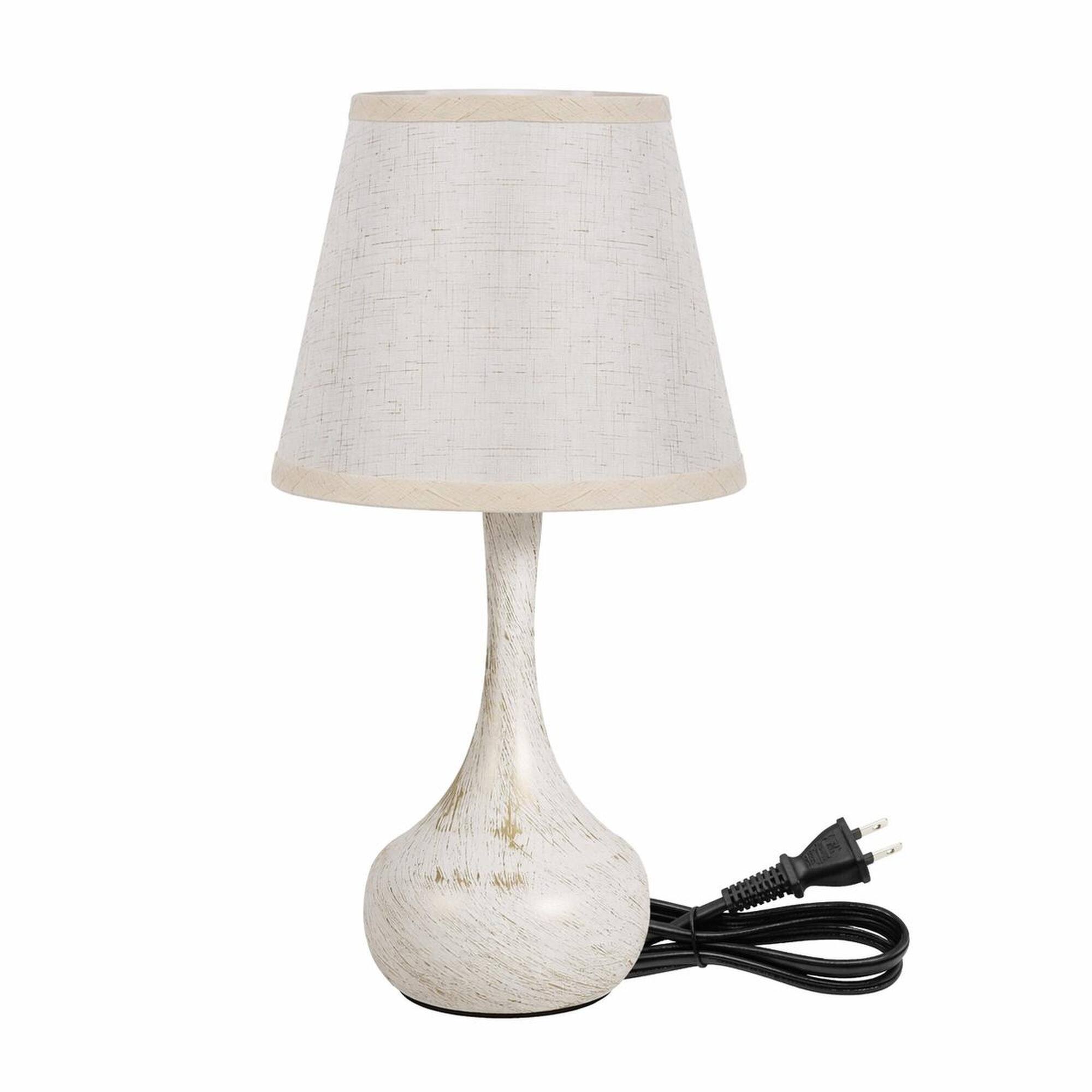 Front. RYHNUYNE - Set of 2 Touch Control Nightstand Lamps with Linen Shades, 3-Level Brightness, Farmhouse Style for Bedrooms - White+Gold.