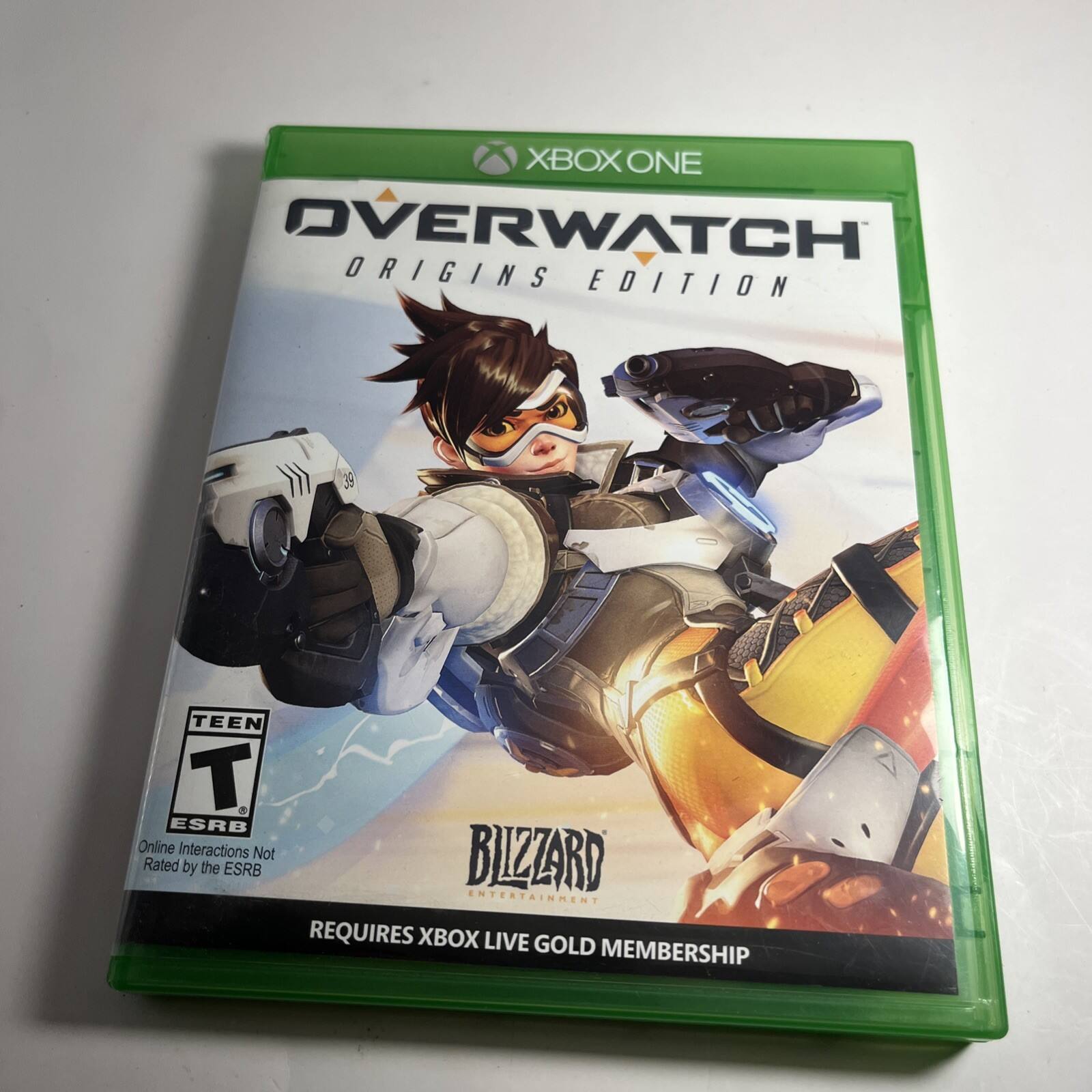 XBOX ONE OVERWATCH ORIGINS EDITION TEEN T ESRB Online Interactions Not Rated by the ESRB BLIZZARD ENTERTAINMENT REQUIRES XBOX LIVE GOLD MEMBERSHIP - M (Mature 17+)