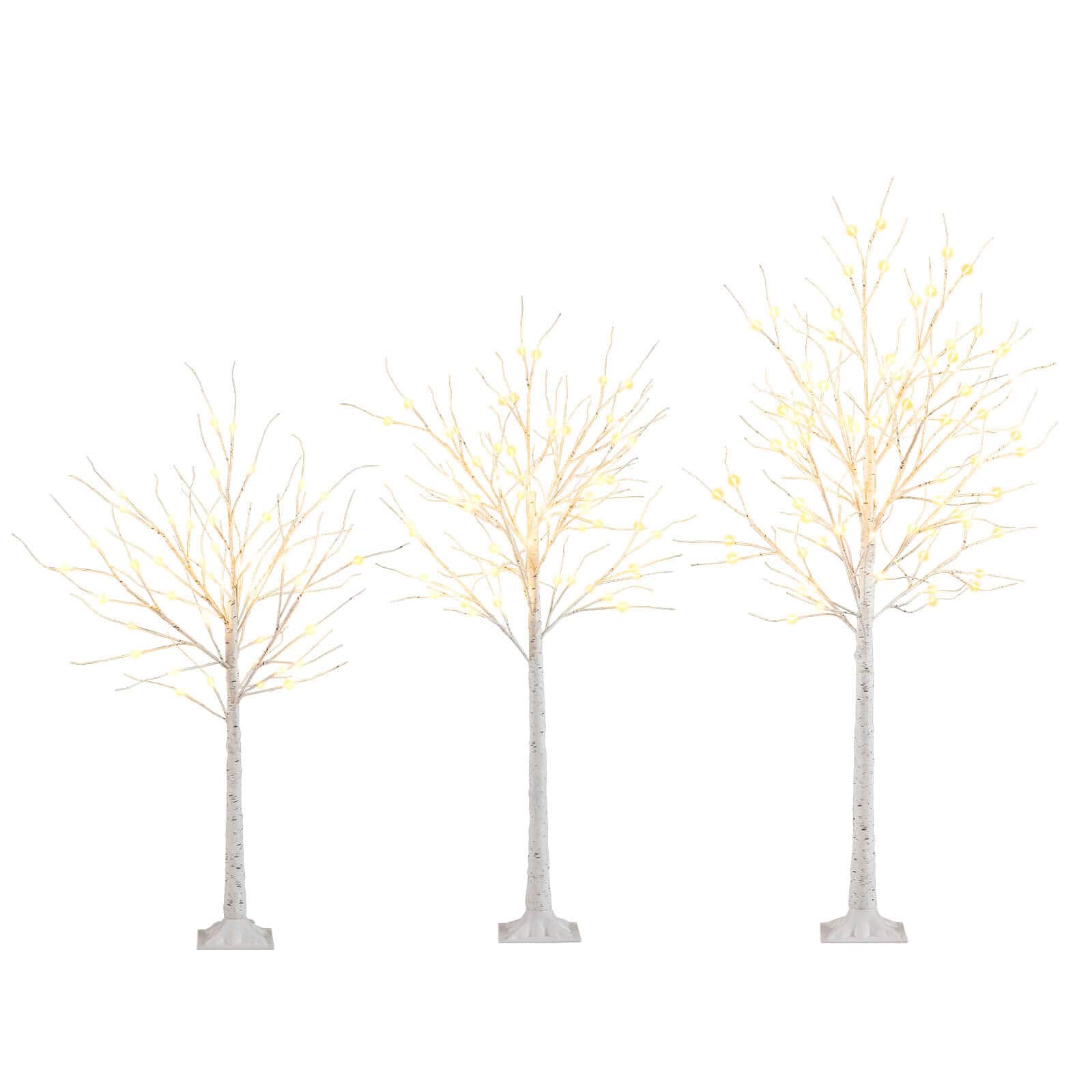 Costway - 4' 5' 6' Lighted Birch Tree Set Artificial Christmas Tree with 96 + 72 + 48 Warm LED Lights - White price history on PriceWatchPro