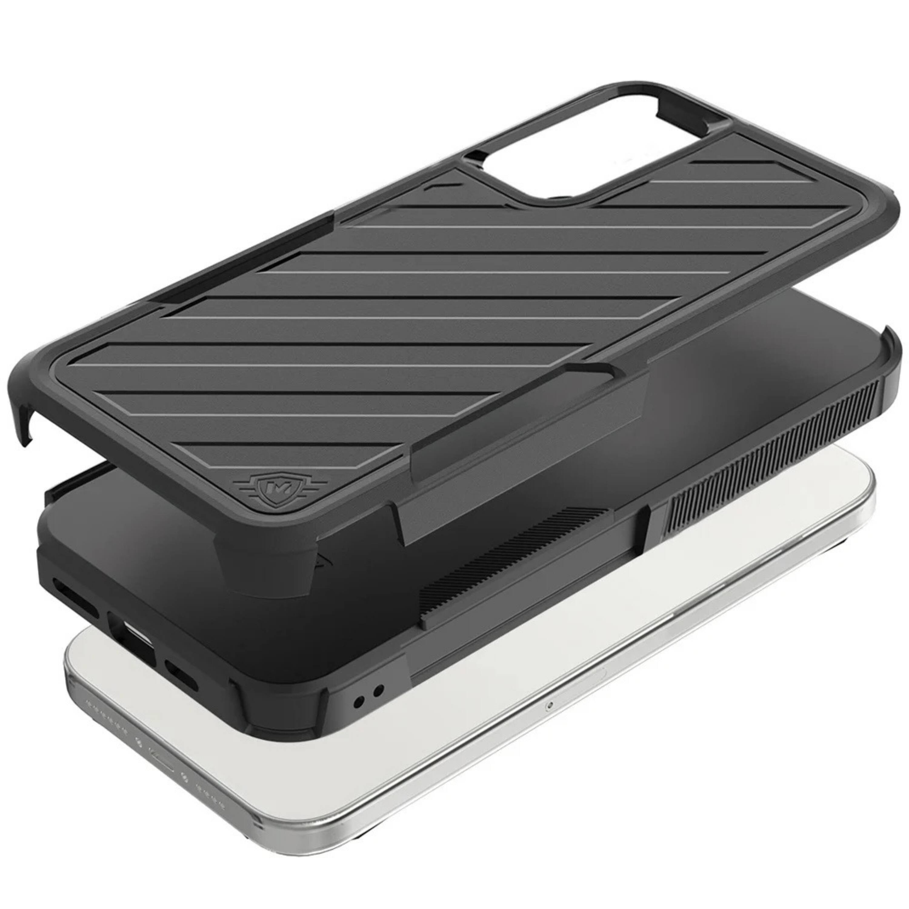 Left. Kitcheniva - Heavy Duty Dual Layer Rugged Phone Cover With Tempered Glass For Samsung S25 Plus S24 Plus Red - Red.