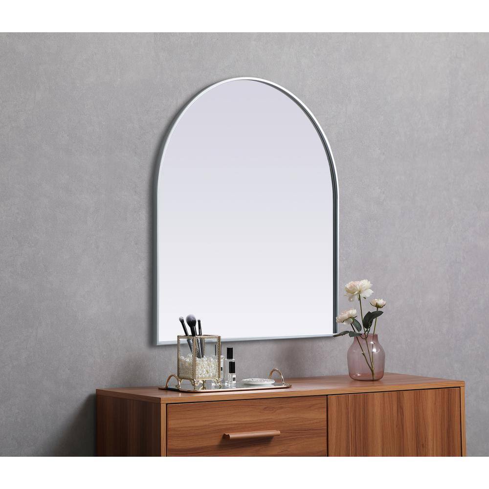Alt View 2. Elegant Decor - Metal Frame Arch Mirror 33x36 Inch in Silver - Silver.