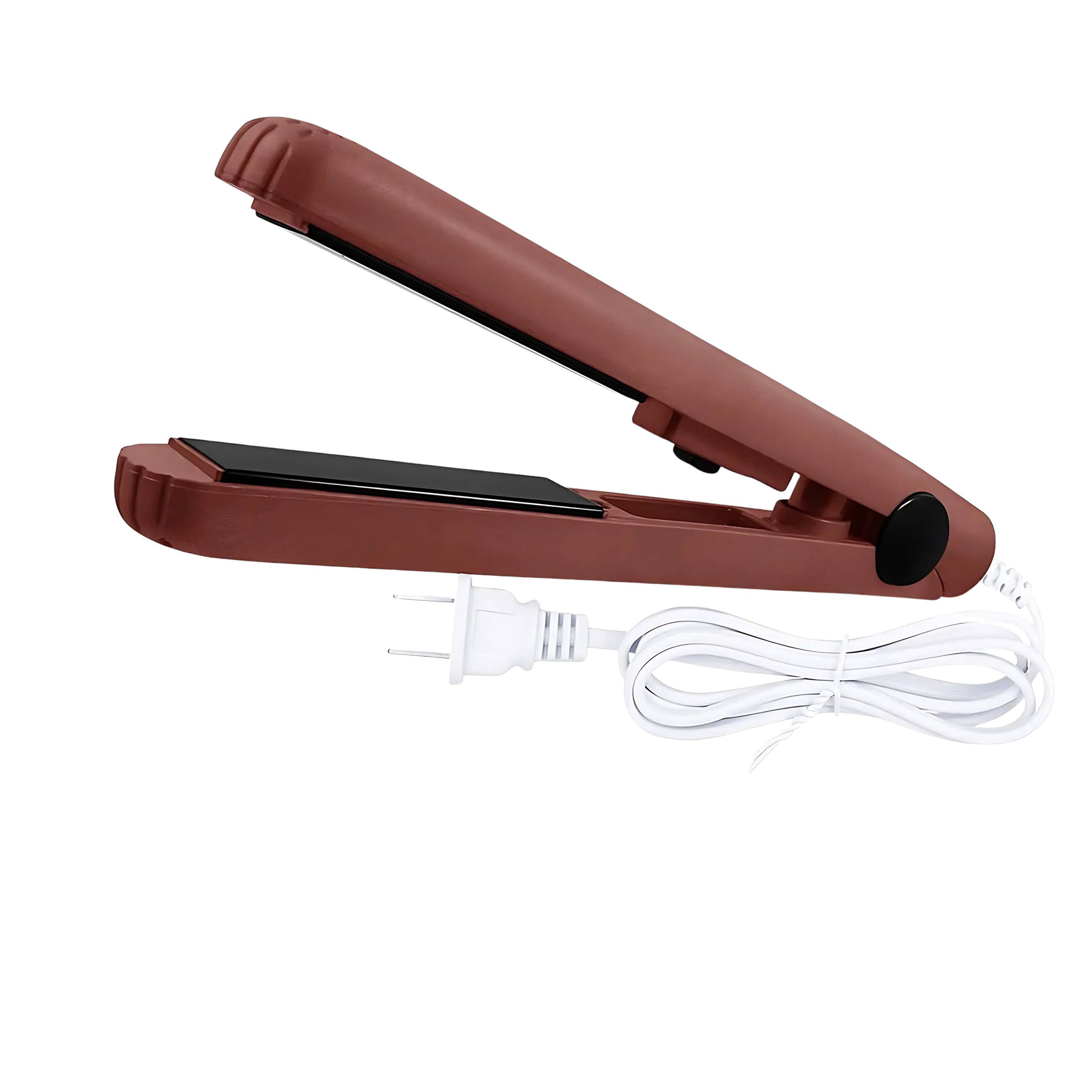 Kitcheniva - Mini Portable Hair Iron Straightener Curler Ceramic - Coffee