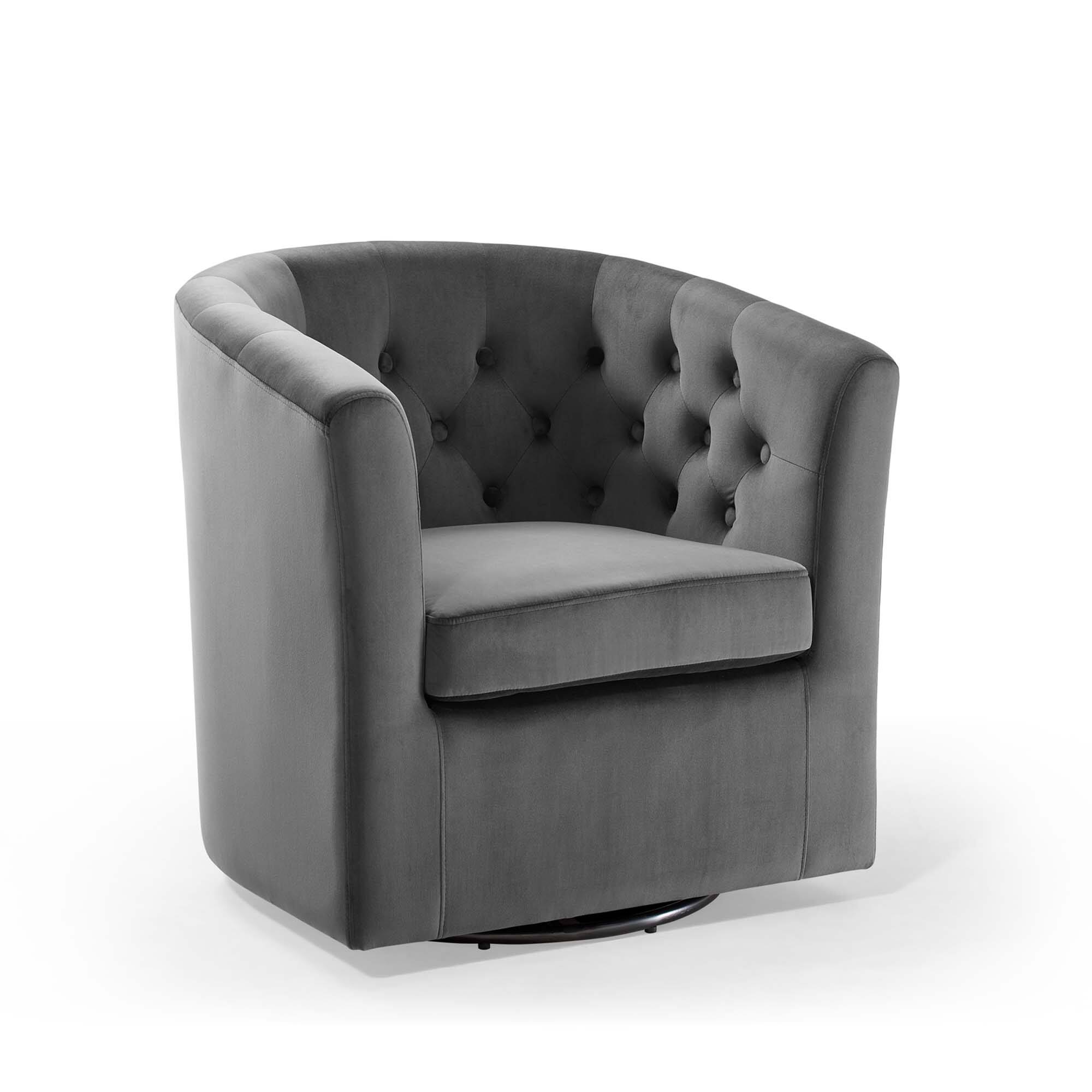 Angle. Modway - Prospect Tufted Performance Velvet Swivel Armchair by Modway - Charcoal.