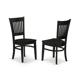 East West Furniture - VAC-BLK-W Vancouver Dining Room Chairs - Slat Back Wood Seat Chairs - Brown