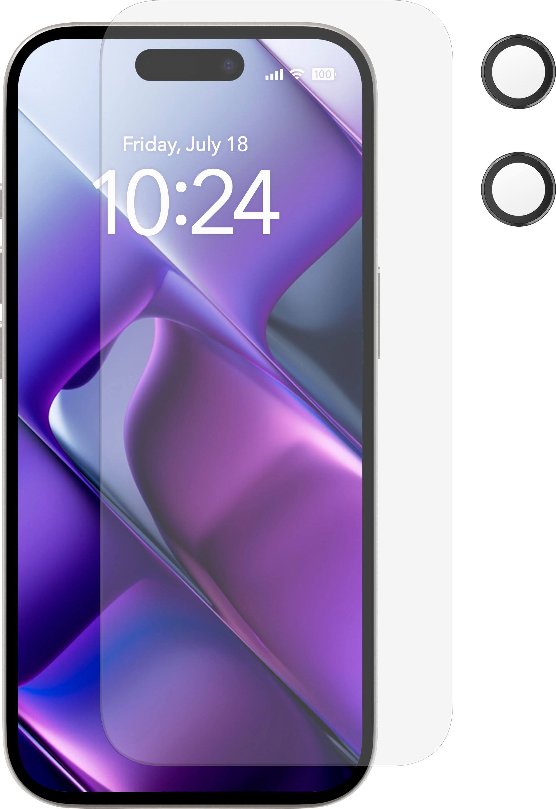 Insignia™ - Glass Screen Protector with Lens Protection for Apple iPhone 17(3-Pack) - Clear