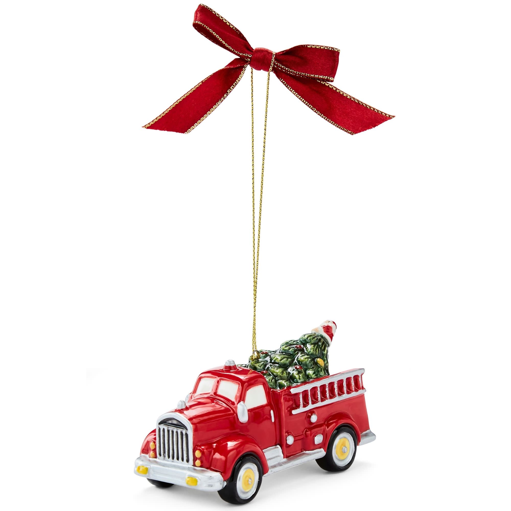 Front. Spode - Spode Christmas Tree Collection Ornament Fire Truck Tree Ornament - Multicolored.