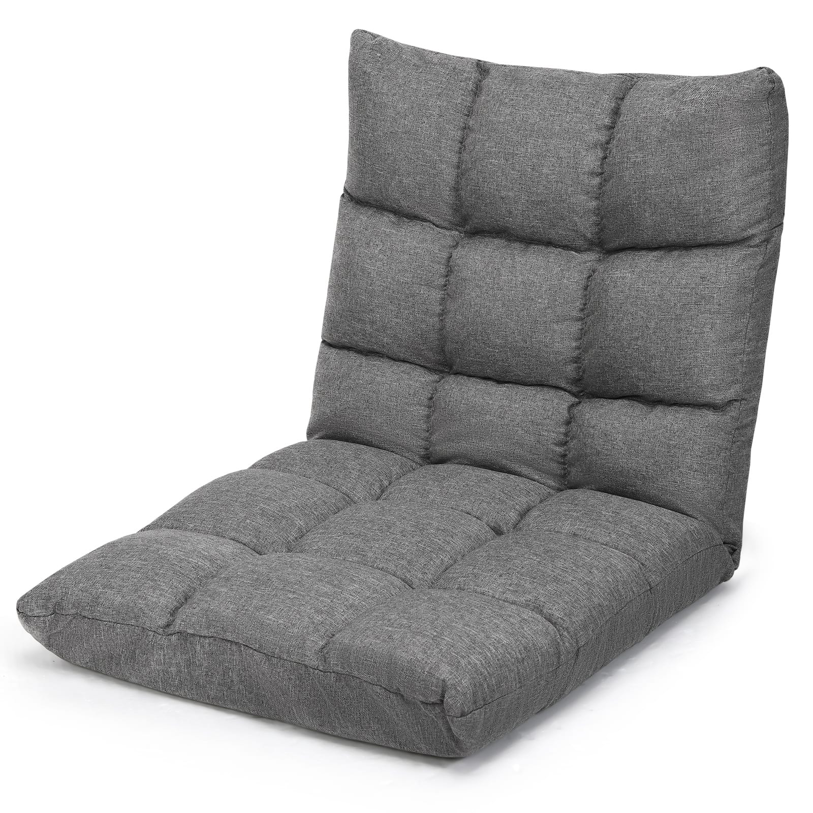 Front. Gymax - Gymax Adjustable 14-Position Floor Chair Folding Lazy Gaming Sofa Lounge Chair Gray - Gray.