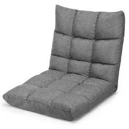 Gymax - Adjustable 14-Position Floor Chair Folding Lazy Gaming Sofa Lounge Chair Gray - Gray