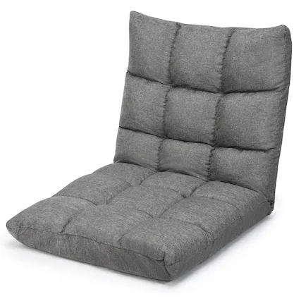 Front. Gymax - Gymax Adjustable 14-Position Floor Chair Folding Lazy Gaming Sofa Lounge Chair Gray - Gray.