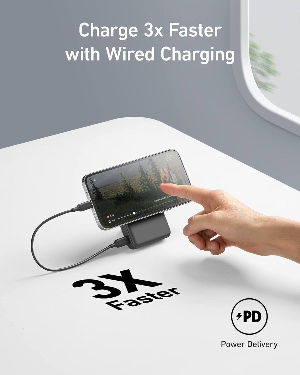 Charge 3x Faster with Wired Charging

3X Faster

PD Power Delivery