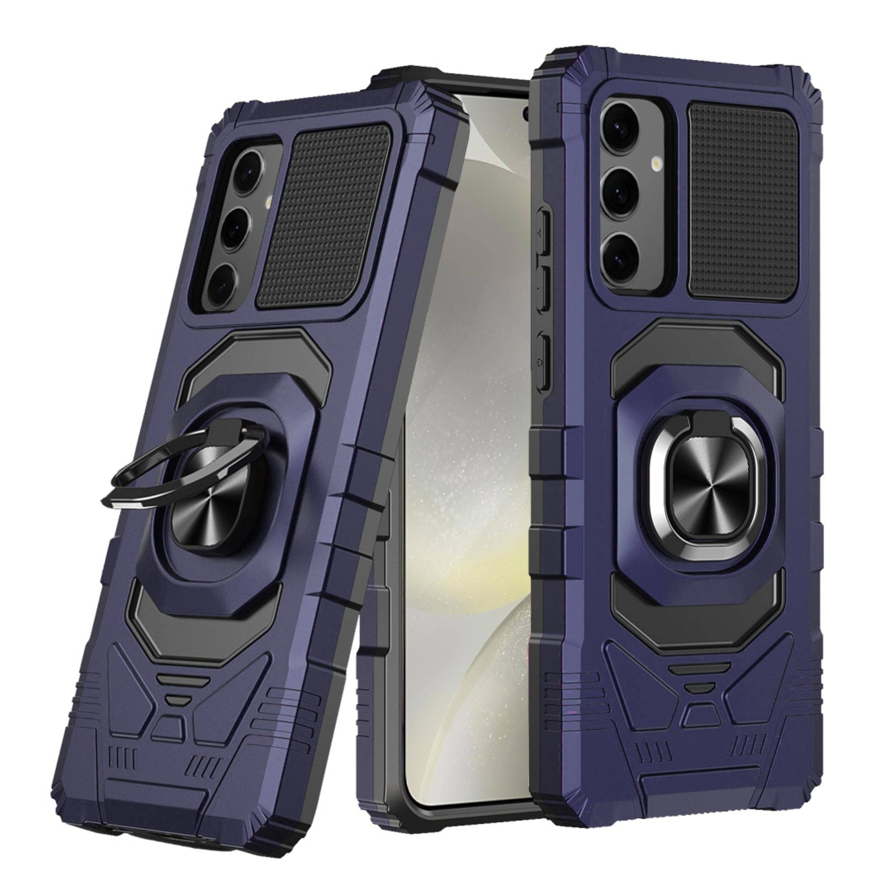 Front. Kitcheniva - Shockproof Two Layer Magnetic Ring Stand With Tempered Glass For Samsung Galaxy S25+/S24+ Dark Purple - Dark Purple.
