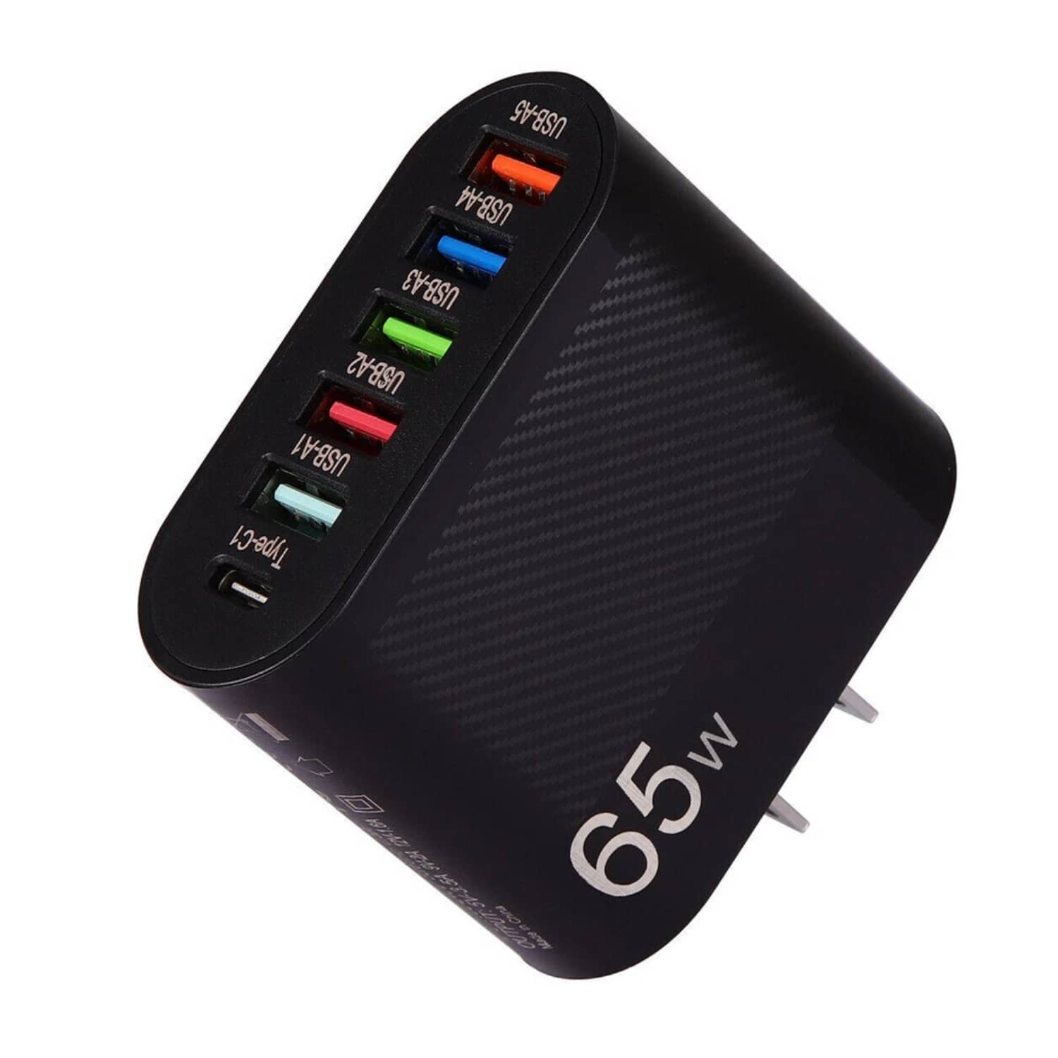 Stock Preferred - 2PCS 65W 6-Port USB Wall Charger Fast Charging Hub Black