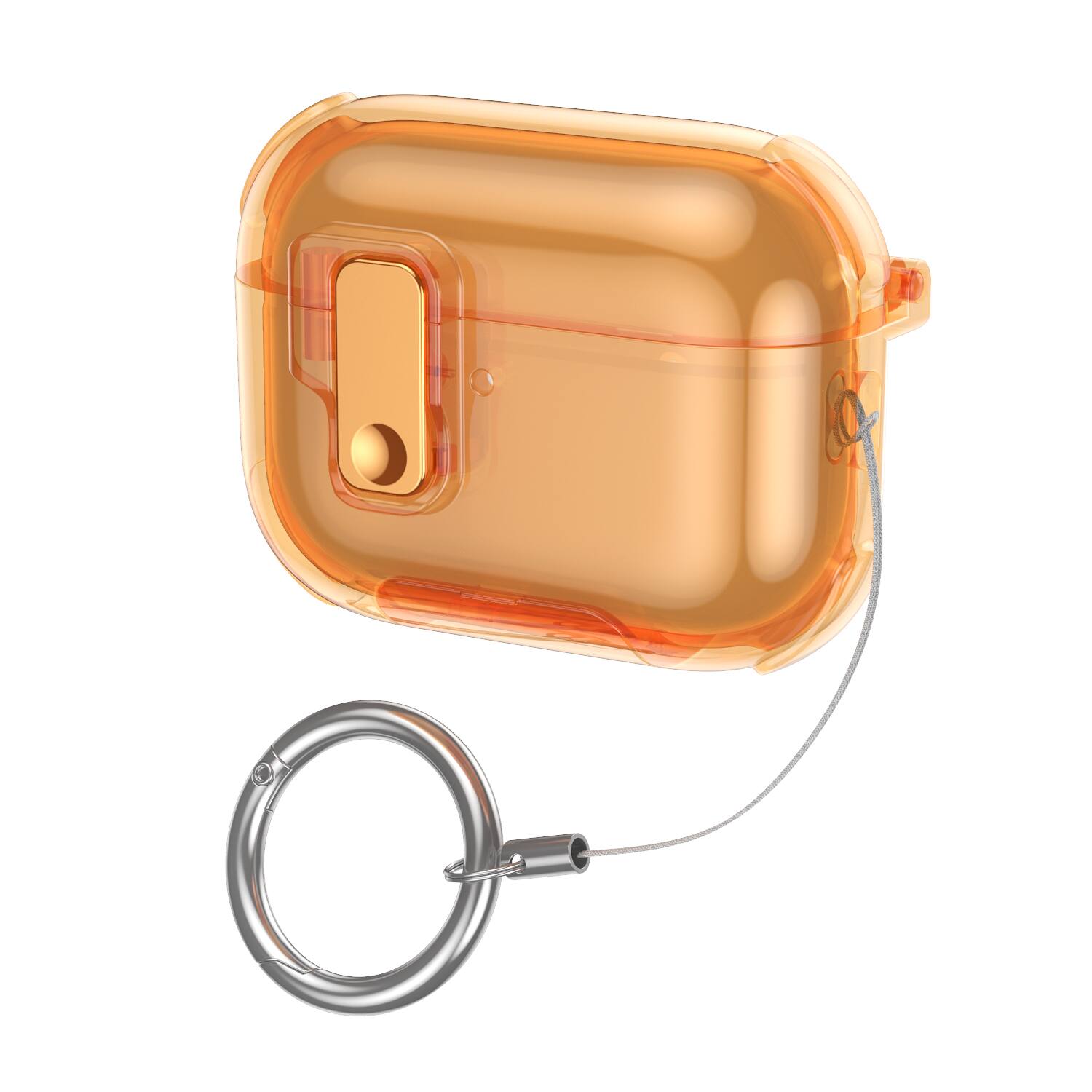 Dteck - Hard Earphone Case for AirPods Pro 3rd Gen (2025),Shockproof Earbuds Case,Slim Safety Lock Cover with Metal Ring Buckle - Orange