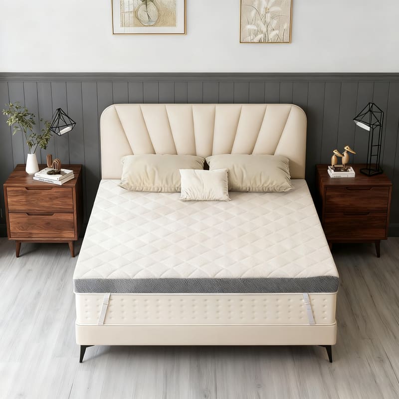 Vipbear - 3" Short King Size Extra Firm Mattress Topper,High-Density Foam Mattress Pad with Removable Cover, 75'' x 72" - White