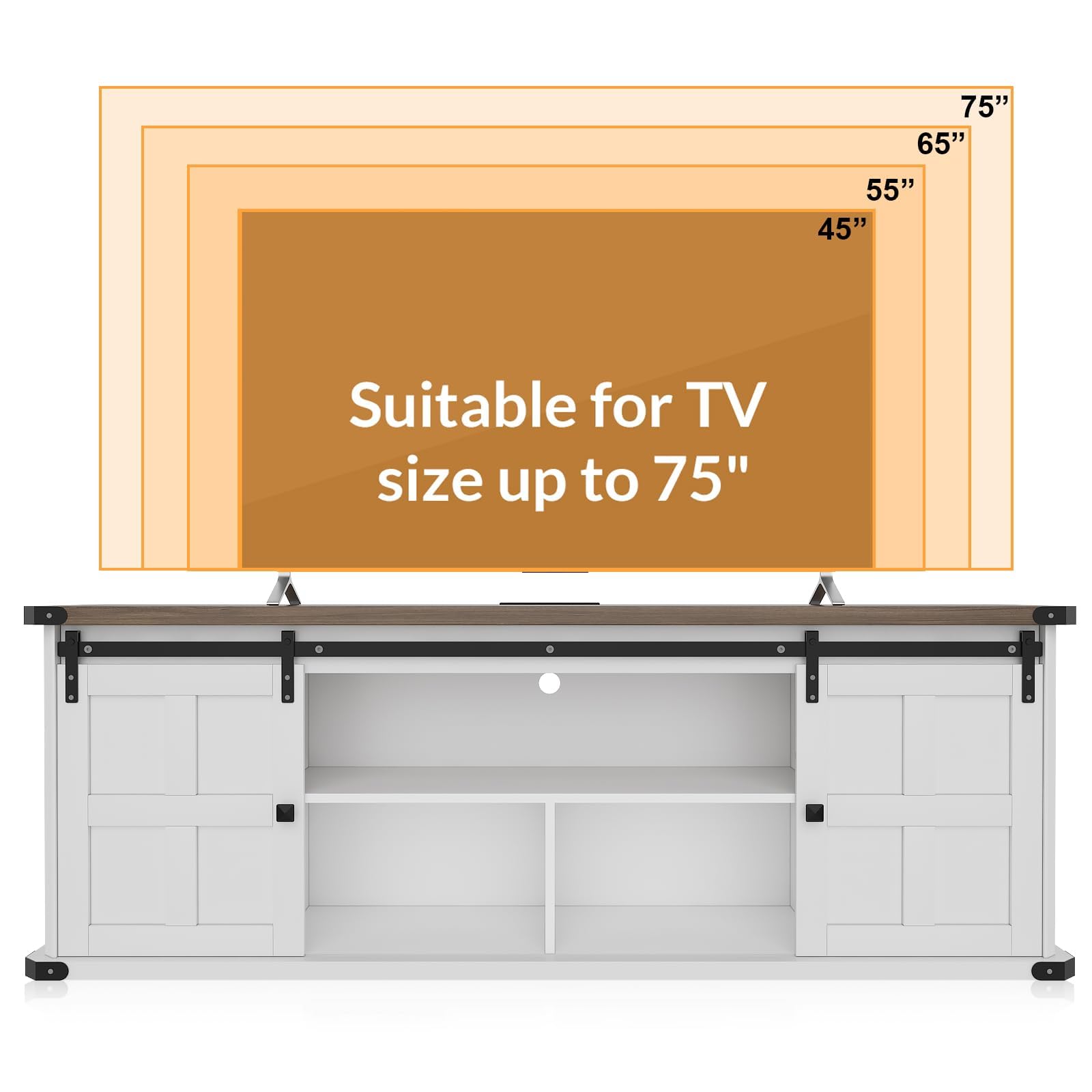 Suitable for TV size up to 75"

75"
65"
55"
45"