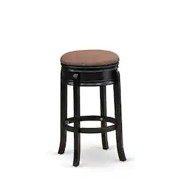 East West Furniture - AMS030-112 Stunning Stool Counter Height- Backless Stool with Round Shape - PU leather Seat and 4 Real Wood - Brown Roast