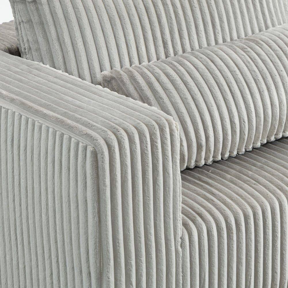 Alt View 5. Kadyn - Oversized All-Foam Corduroy Lounge Chair with Ottoman, Modular Floor Couch, Compressed & Easy Assembly - Gray.